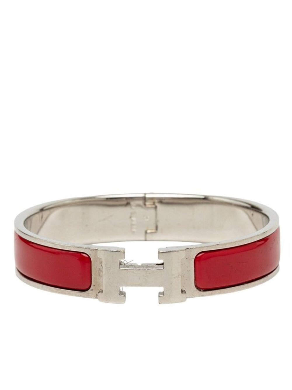 Hermes Clic H PM Bracelet Red Silver Metal Enamel